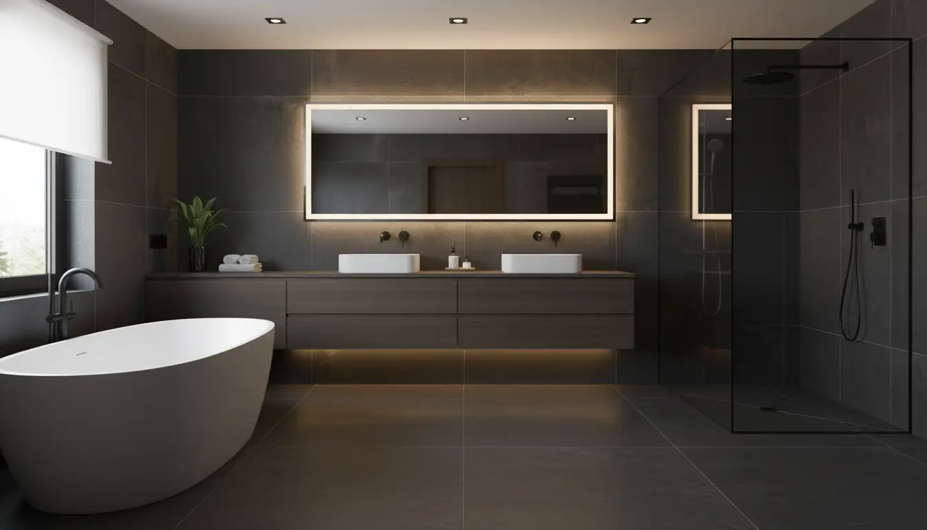 reforma de cuarto de baño grande de lujo en Getxo. Por Oppida Sostenible. Bizkaia